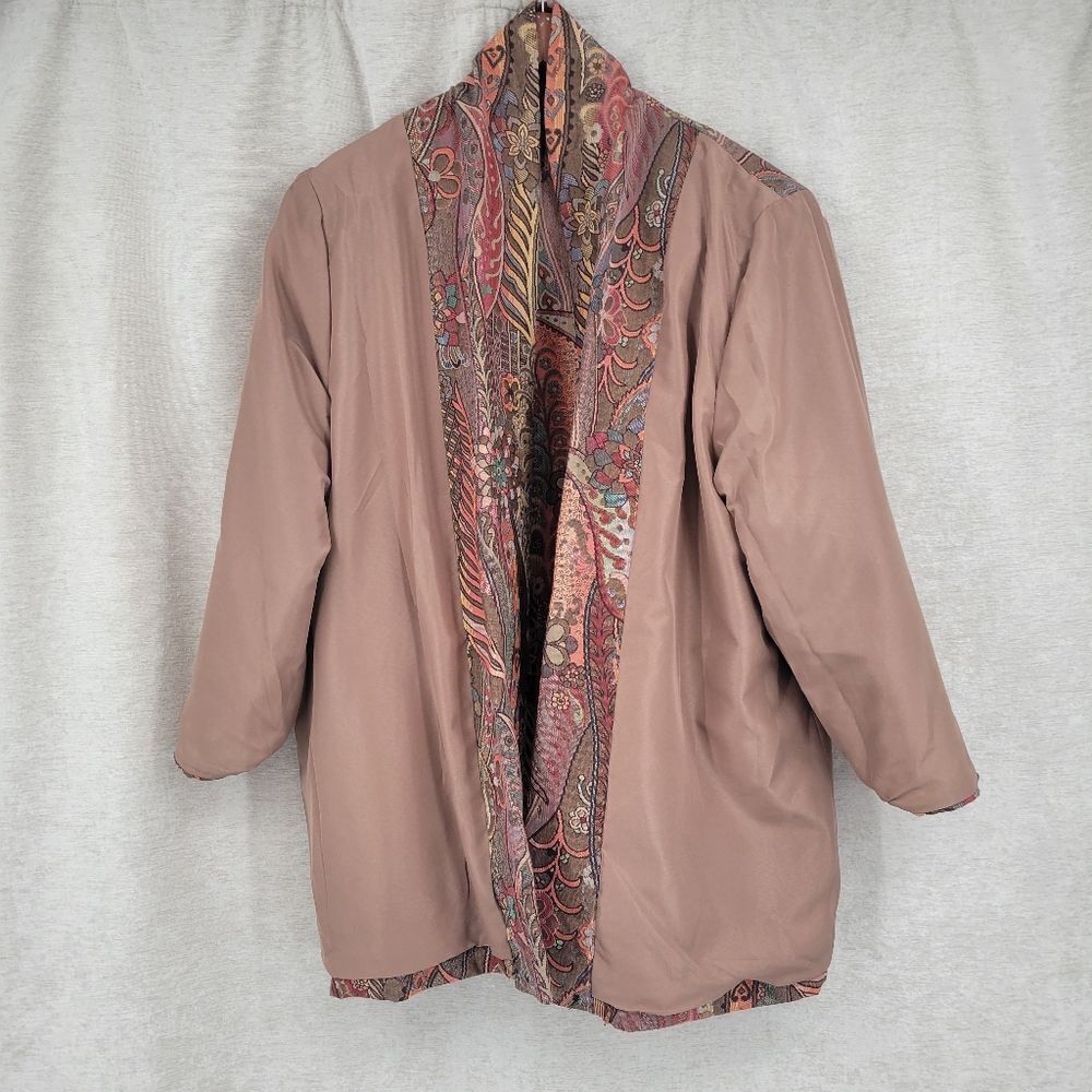 Blazer Smoking Jacket Swing Coat Jacquard Tapestry Abstract Paisley Vintage 80s - Picture 11 of 15